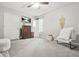 Bedroom with ceiling fan, neutral carpet, and grey walls at 2959 Pritchards Mill Trl, Douglasville, GA 30135