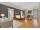 Grand bedroom with hardwood floors, a fireplace, sitting area, and plenty of natural light at 3977 Sweet Bottom Dr, Duluth, GA 30096