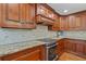 Close-up of granite countertops, stainless appliances, and custom cabinets in well appointed kitchen at 4402 Windsor Oaks Chase, Marietta, GA 30066