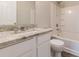 Bathroom with single sink vanity, granite countertop, and shower at 3151 Kingswood Gln, Decatur, GA 30034