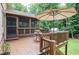 Inviting back deck with patio furniture, grill, and shade, perfect for outdoor entertaining and relaxation at 4366 Cedar Wood Sw Dr, Lilburn, GA 30047
