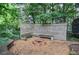 Cozy backyard fire pit area with a wooden privacy fence and benches, perfect for outdoor entertaining at 456 Harmony Grove Rd, Lilburn, GA 30047