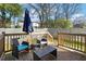 Wooden backyard deck featuring outdoor seating and table with a backyard in the background at 912 Ira Sw St, Atlanta, GA 30310