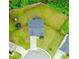 Aerial view of a private backyard with green lawn and mature trees at 735 Sweethaven Ln, Loganville, GA 30052