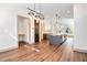 Spacious kitchen area boasting an island, modern lighting, and open-concept design at 1250 Oxley Nw Ln, Atlanta, GA 30307