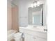 This cozy bathroom features neutral wall colors and a shower/tub combo at 4503 Kendall Way, Roswell, GA 30075