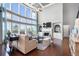 Spacious living room with soaring ceilings, large windows, fireplace, hardwood floors, and tasteful décor at 5075 Havenbrooke Ct, Cumming, GA 30040