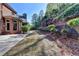 A backyard featuring a patio, manicured lawn, and tiered landscaping at 10125 Brixton Pl, Suwanee, GA 30024