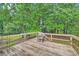 Spacious wooden deck with a view of the lush green backyard and surrounding trees at 4470 Hopkins Lake Nw Dr, Duluth, GA 30096