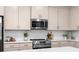 Charming kitchen featuring stainless steel appliances, modern white cabinets, and bright countertops at 153 Witter Way, Woodstock, GA 30188
