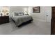 Comfortable bedroom with neutral carpet, a patterned comforter, and side tables with lamps at 570 Society St, Alpharetta, GA 30022
