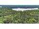Distant aerial view of lush forest with a lake and a home nearby at 5679 Bay Harbor Nw Trl, Acworth, GA 30101