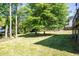 Large grassy backyard surrounded by mature trees, offering plenty of space for outdoor activities at 2889 Carrousel Ct, Stone Mountain, GA 30087