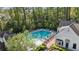 A sparkling community swimming pool with plenty of seating surrounded by lush trees and greenery at 1174 City Park Ln, Decatur, GA 30033