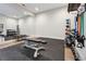 Community weight room with free weights, bands, and mirrors for home fitness at 1174 City Park Ln, Decatur, GA 30033