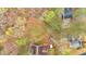Aerial view of a home's backyard surrounded by vibrant trees, showing its location in a wooded area at 3640 Silver Leaf Sw Ln, Marietta, GA 30008