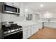 Modern kitchen with white cabinets, stainless steel appliances, and subway tile backsplash at 4651 Palm Dr, Douglasville, GA 30135