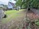 Large backyard with lush green grass, mature trees, and a wooden fence at 25 Jessamine Trail Trl, Lawrenceville, GA 30046