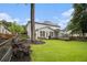 Spacious backyard with a well-maintained lawn, a deck, and a jacuzzi at 525 Arbor Creek Ct, Roswell, GA 30076