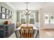 Formal dining room with elegant chandelier and light green walls at 525 Arbor Creek Ct, Roswell, GA 30076