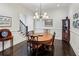 Elegant dining room with hardwood floors, white walls, wainscoting and a decorative chandelier above the table at 3585 Roxboro Ne Rd # 2, Atlanta, GA 30326