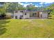 Backyard view of home featuring well-manicured lawn and painted brick exterior at 2678 Rainbow Forest Dr, Decatur, GA 30034
