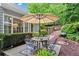 Cozy backyard featuring a patio, umbrella-covered seating, a grill, and well-maintained landscaping at 4792 Fairville Ct, Marietta, GA 30062