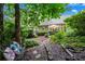 Lush backyard with ambient string lights, mature trees, and comfortable seating to relax at 4792 Fairville Ct, Marietta, GA 30062