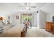 Attic bedroom with wooden furnishings, carpet and a ceiling fan at 4792 Fairville Ct, Marietta, GA 30062