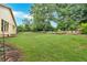 Expansive backyard with a large manicured lawn and decorative retaining walls at 123 Patrick Way, Marietta, GA 30064