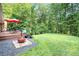 Backyard deck area featuring a fire pit and wooded views at 1706 Remington Rd, Atlanta, GA 30341