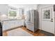 Modern kitchen with white cabinets, stainless steel appliances, and hardwood floors at 755 Monticello Se Way, Marietta, GA 30067