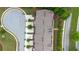 Overhead view of townhomes and street layout, highlighting convenient community access and parking at 2022 Talmai Dr, Snellville, GA 30078