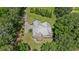 An aerial view of a charming home nestled among lush greenery, showcasing its well-maintained landscape and peaceful setting at 380 Russell Rd, Lawrenceville, GA 30043