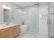 Luxurious bathroom featuring a glass enclosed shower, soaking tub and modern fixtures at 3286 Bachelor Street, East Point, GA 30344