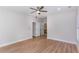 Spacious bedroom features modern ceiling fan and connecting bathroom at 3286 Bachelor Street, East Point, GA 30344