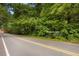 Scenic street view with lush greenery and mature trees lining the road, showing the property line at 12728 Bells Ferry Rd, Canton, GA 30114