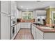 Spacious kitchen with dual ovens, stainless appliances, ample counter space, and a view to the outside at 7212 Avalon Dr, Douglasville, GA 30135