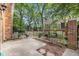 Outdoor patio with a fenced yard, green trees, chairs and table at 6 Stratford Hall Ne Pl, Atlanta, GA 30342