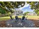 Backyard fire pit with Adirondack chairs and a lush green lawn at 895 Roxfield Ct, Buford, GA 30518