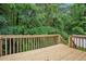 Wooden deck overlooking lush greenery and mature trees at 835 Navajo Trl, Covington, GA 30016