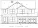 Detailed architectural drawing of a two-story home with brick and siding exterior, illustrating front elevation and trim details at 214 Villa Rica Spgs, Villa Rica, GA 30180