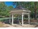 Charming gazebo features shaded seating with picnic tables, perfect for relaxing at 3028 Towneside Ln, Woodstock, GA 30189