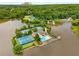 An aerial view of the community lake, showing the tennis courts, pool and clubhouse at 507 Cross Creek Pt, Stone Mountain, GA 30087