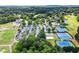 Aerial view of a community center with a pool, tennis courts, and golf course at 411 Hickory Fairway Ct, Woodstock, GA 30188