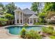 Backyard with a beautiful pool surrounded by a stone patio and lush landscaping at 1078 Shady Valley Ne Pl, Atlanta, GA 30324