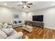 Cozy living room with plush seating, hardwood floors, and a mounted TV at 3395 The Commons Dr, Cumming, GA 30041