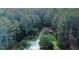 Aerial shot of a lush, wooded neighborhood with winding roads and a glimpse of a well-maintained property at 3140 Thoreau Ct, Loganville, GA 30052