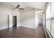 Spacious bedroom with vaulted ceiling, ceiling fan, and hardwood flooring at 3915 Cypress Pointe Dr, Union City, GA 30291