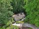 Aerial view of a home surrounded by lush greenery at 405 Forest Valley Road, Sandy Springs, GA 30342